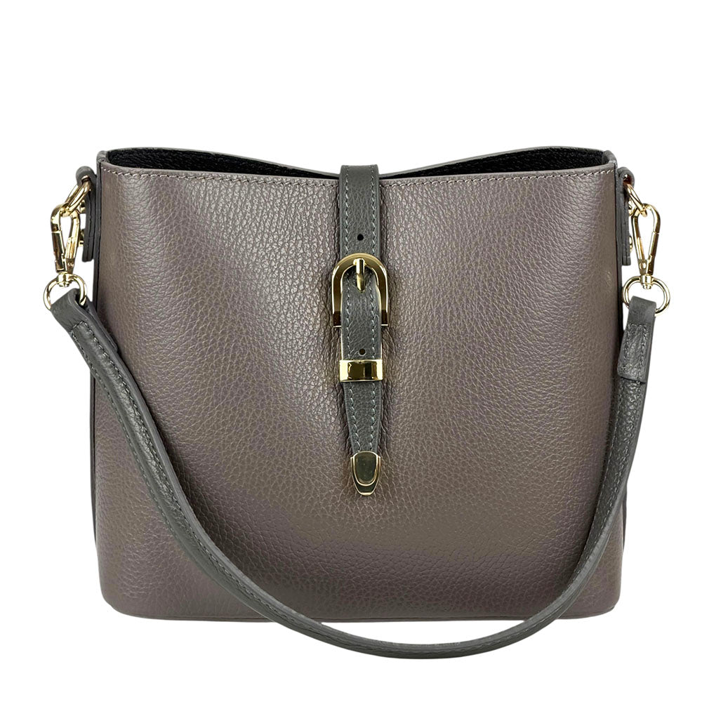 Mafalda Soft Cow Leather Crossbody Bucket Bag - Made In Italy