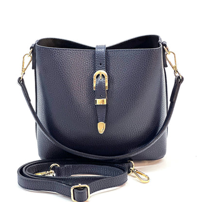 Mafalda Soft Cow Leather Crossbody Bucket Bag - Made In Italy