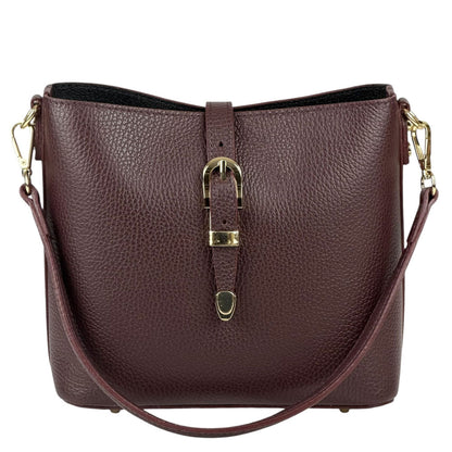 Mafalda Soft Cow Leather Crossbody Bucket Bag - Made In Italy