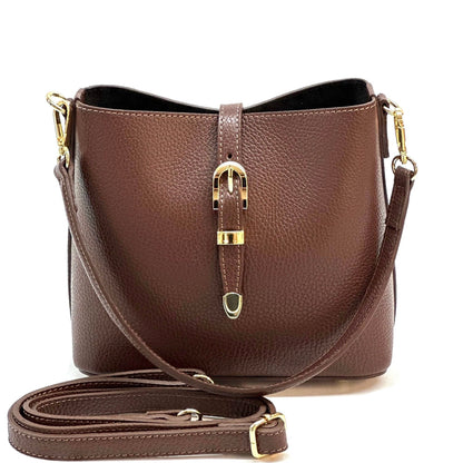 Mafalda Soft Cow Leather Crossbody Bucket Bag - Made In Italy