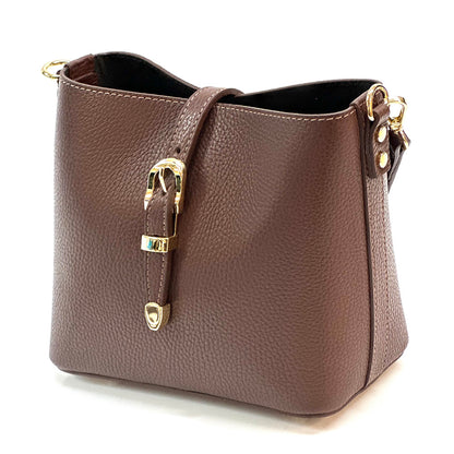 Mafalda Soft Cow Leather Crossbody Bucket Bag - Made In Italy