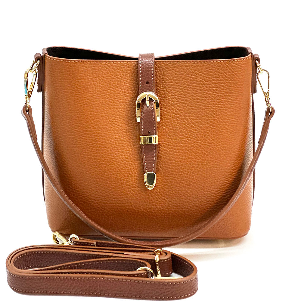 Mafalda Soft Cow Leather Crossbody Bucket Bag - Made In Italy