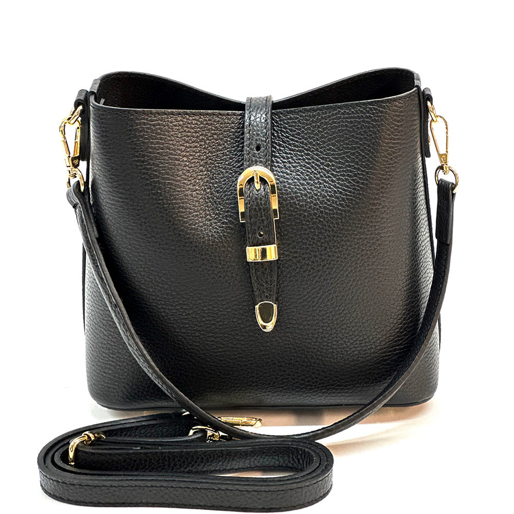 Mafalda Soft Cow Leather Crossbody Bucket Bag - Made In Italy