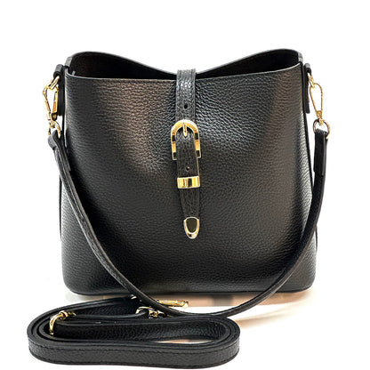 Mafalda Soft Cow Leather Crossbody Bucket Bag - Made In Italy