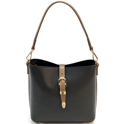 Mafalda Soft Cow Leather Crossbody Bucket Bag - Made In Italy