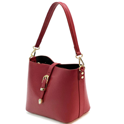 Mafalda Soft Cow Leather Crossbody Bucket Bag - Made In Italy