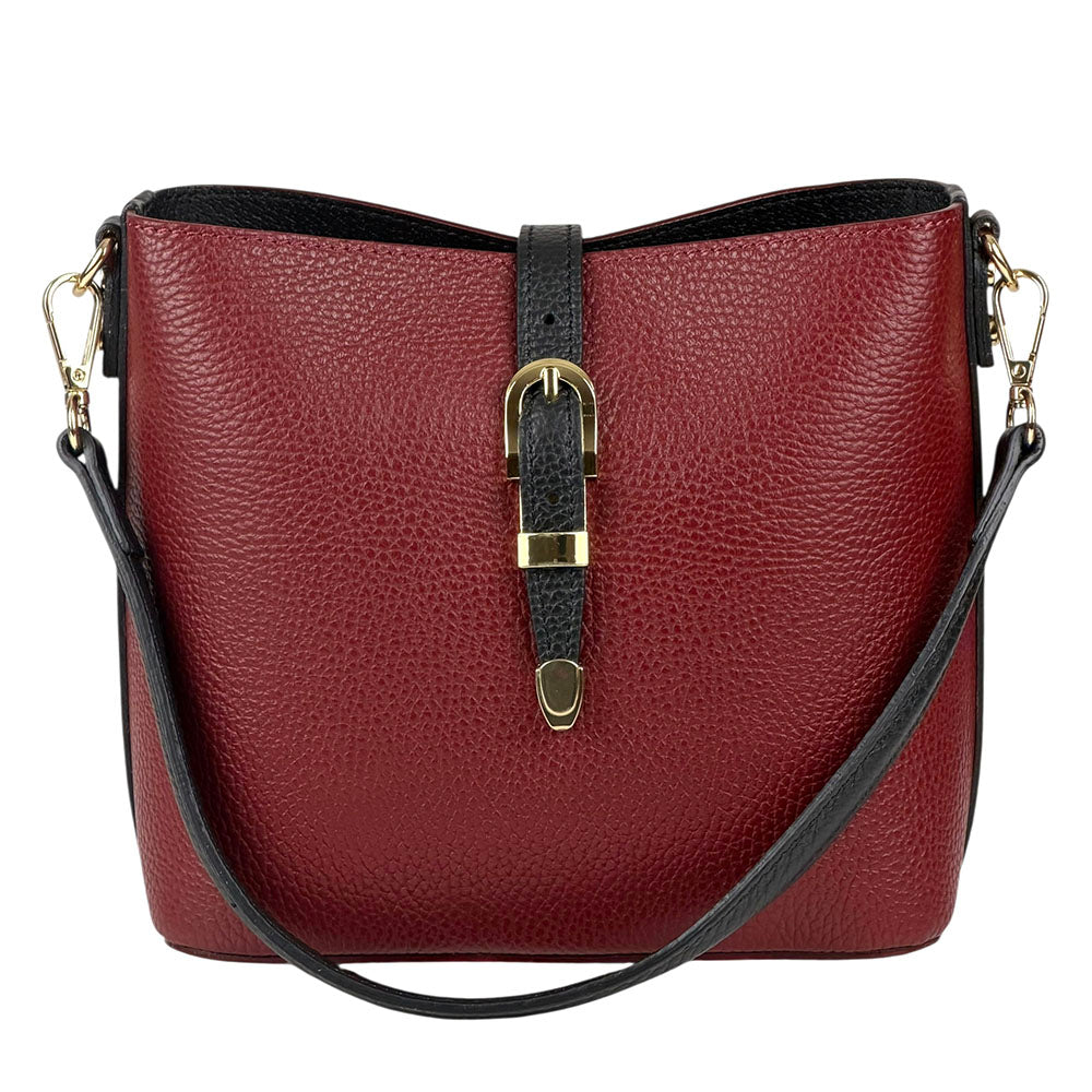 Mafalda Soft Cow Leather Crossbody Bucket Bag - Made In Italy