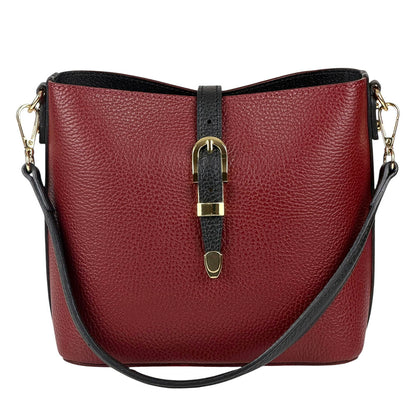 Mafalda Soft Cow Leather Crossbody Bucket Bag - Made In Italy