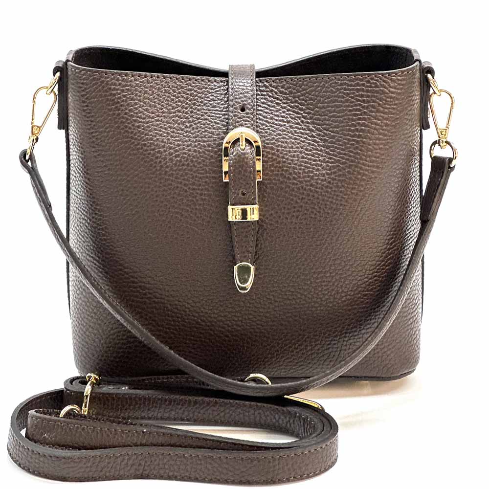 Mafalda Soft Cow Leather Crossbody Bucket Bag - Made In Italy