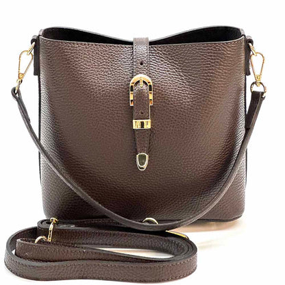 Mafalda Soft Cow Leather Crossbody Bucket Bag - Made In Italy
