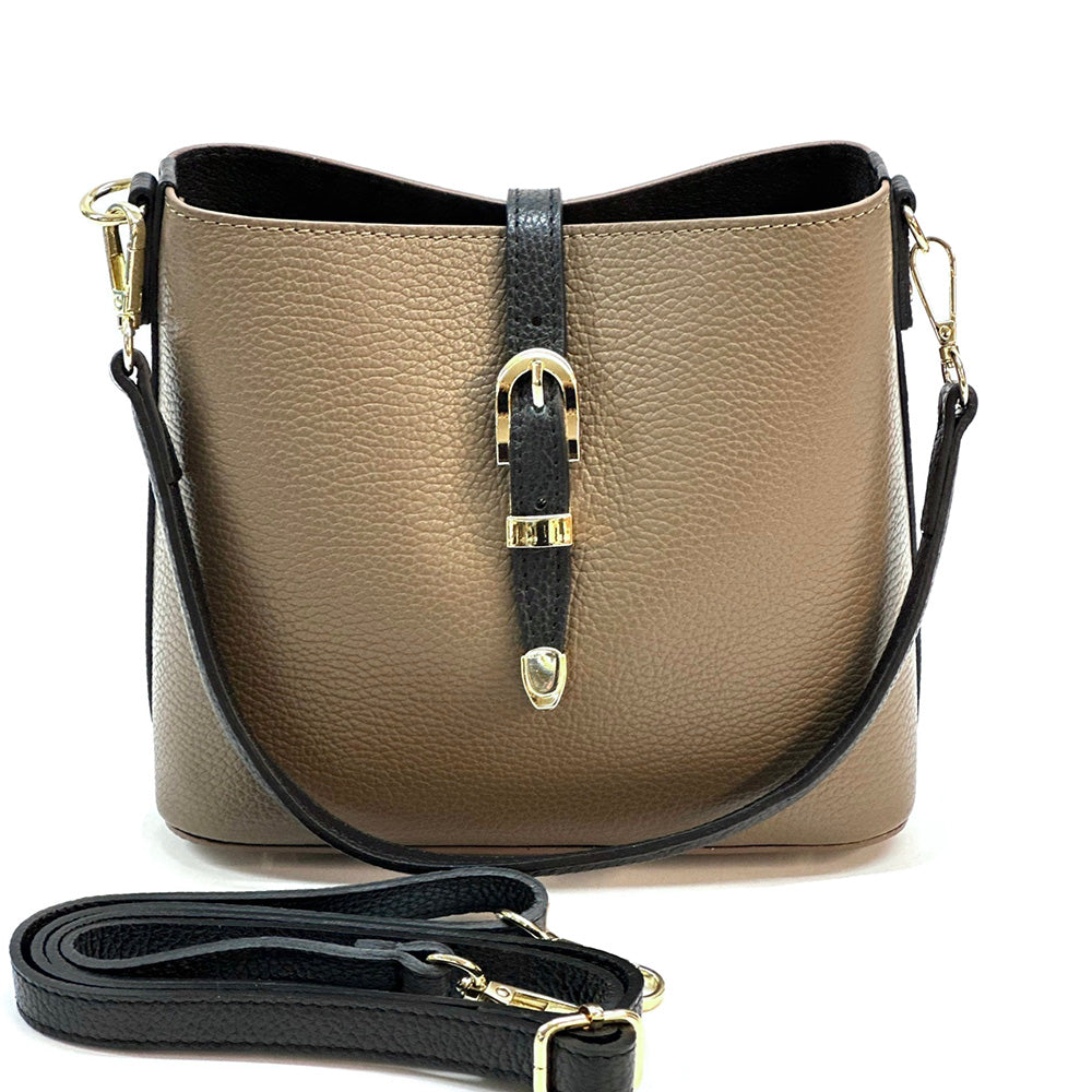 Mafalda Soft Cow Leather Crossbody Bucket Bag - Made In Italy