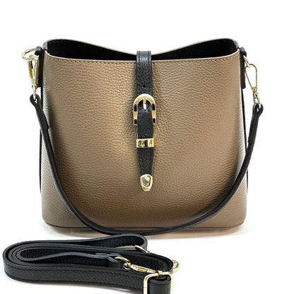 Mafalda Soft Cow Leather Crossbody Bucket Bag - Made In Italy