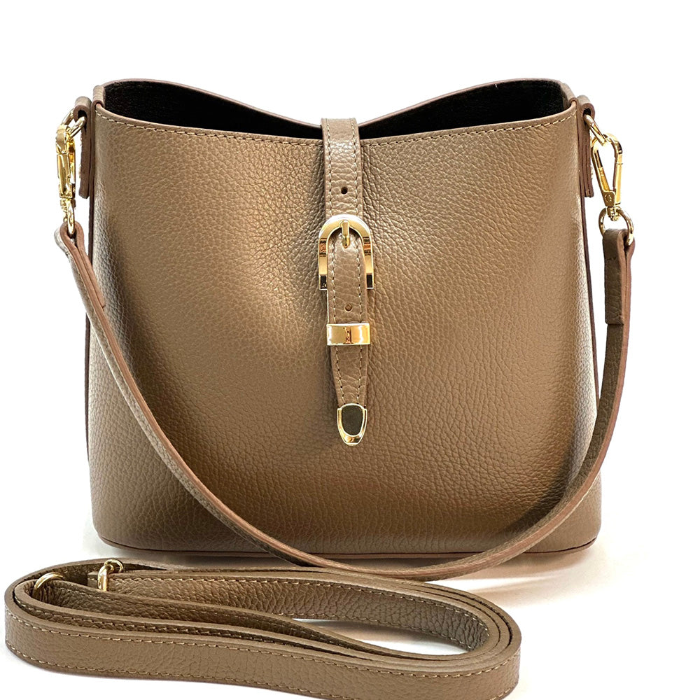 Mafalda Soft Cow Leather Crossbody Bucket Bag - Made In Italy