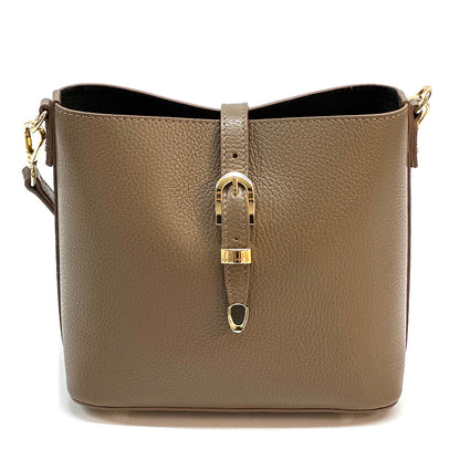 Mafalda Soft Cow Leather Crossbody Bucket Bag - Made In Italy