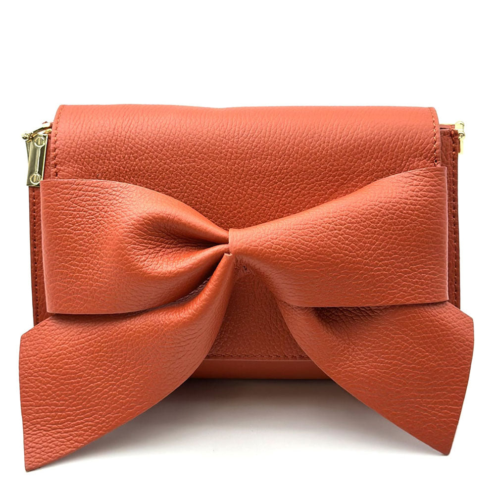 Liorenza Bow Cow Leather Crossbody Bag - Made In Italy