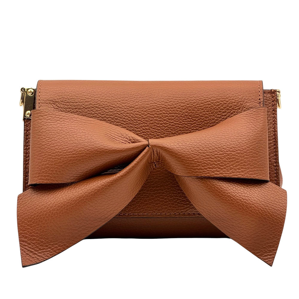 Liorenza Bow Cow Leather Crossbody Bag - Made In Italy