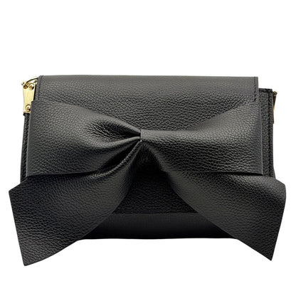 Liorenza Bow Cow Leather Crossbody Bag - Made In Italy