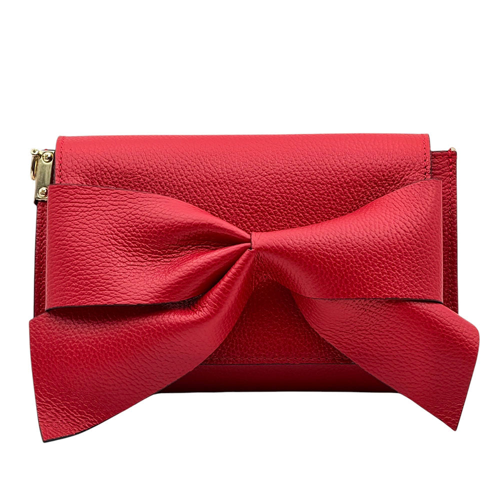Liorenza Bow Cow Leather Crossbody Bag - Made In Italy
