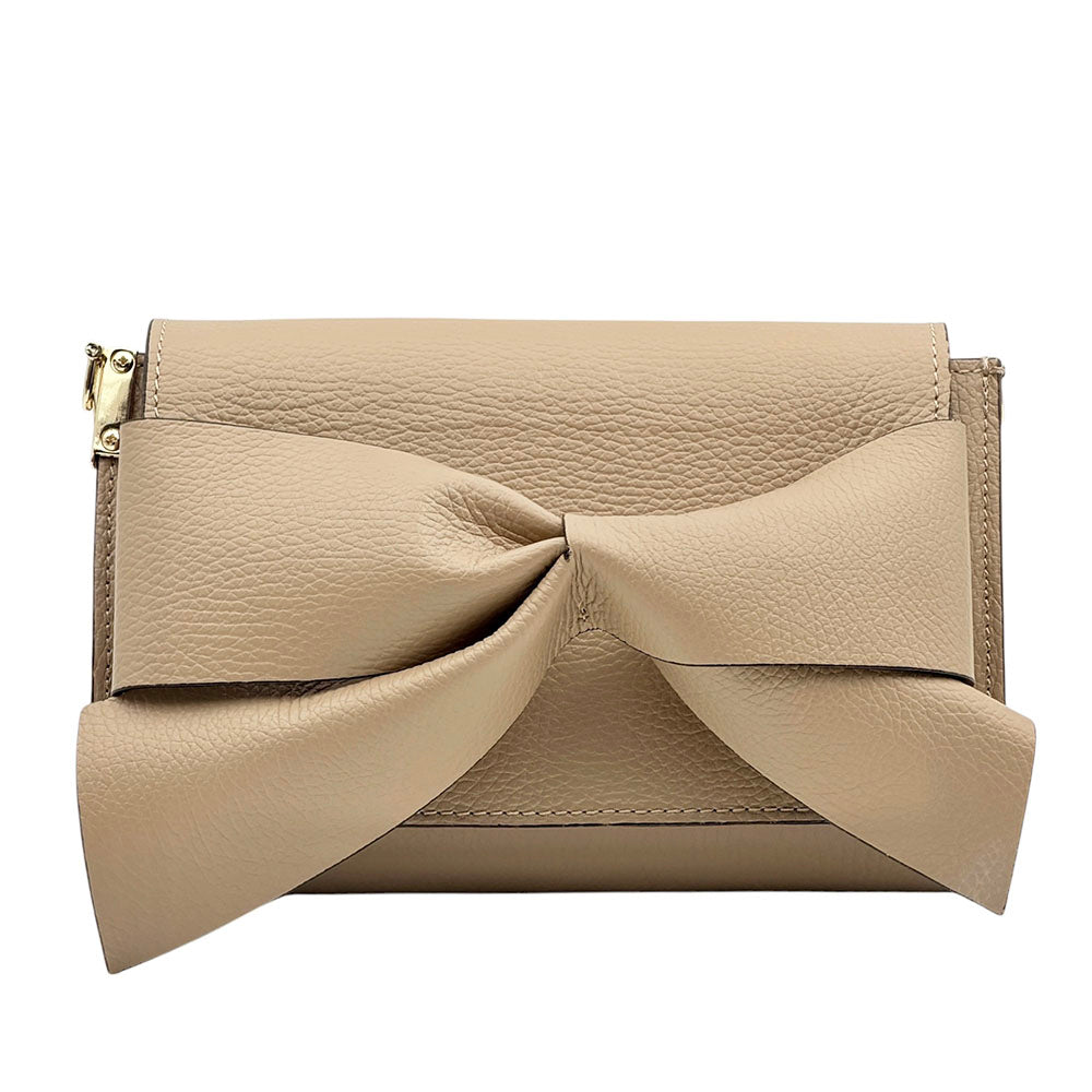 Liorenza Bow Cow Leather Crossbody Bag - Made In Italy