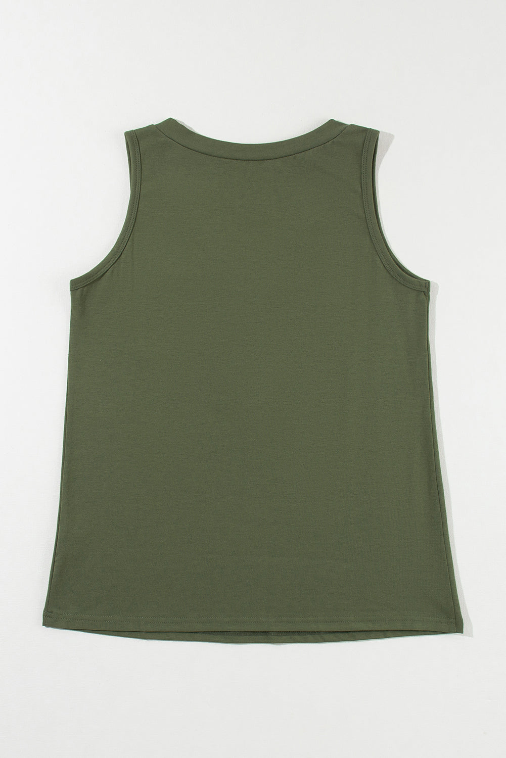 Trendy Jungle Green V-Neck Tank Top with Half Buttons and Patched Pocket