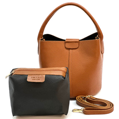 Grazia Leather Bucket Bag - Made In Italy