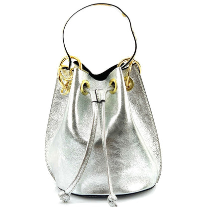 Eileen leather bucket bag - Made In Italy