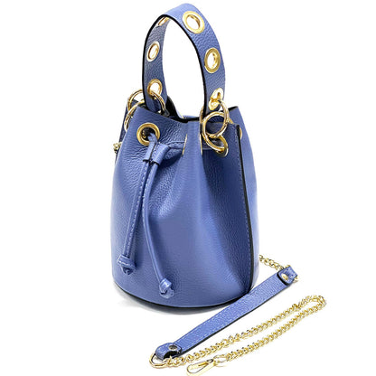 Eileen leather bucket bag - Made In Italy