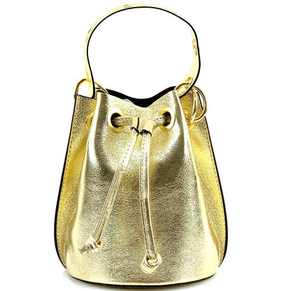 Eileen leather bucket bag - Made In Italy