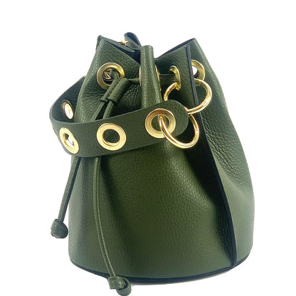 Eileen leather bucket bag - Made In Italy