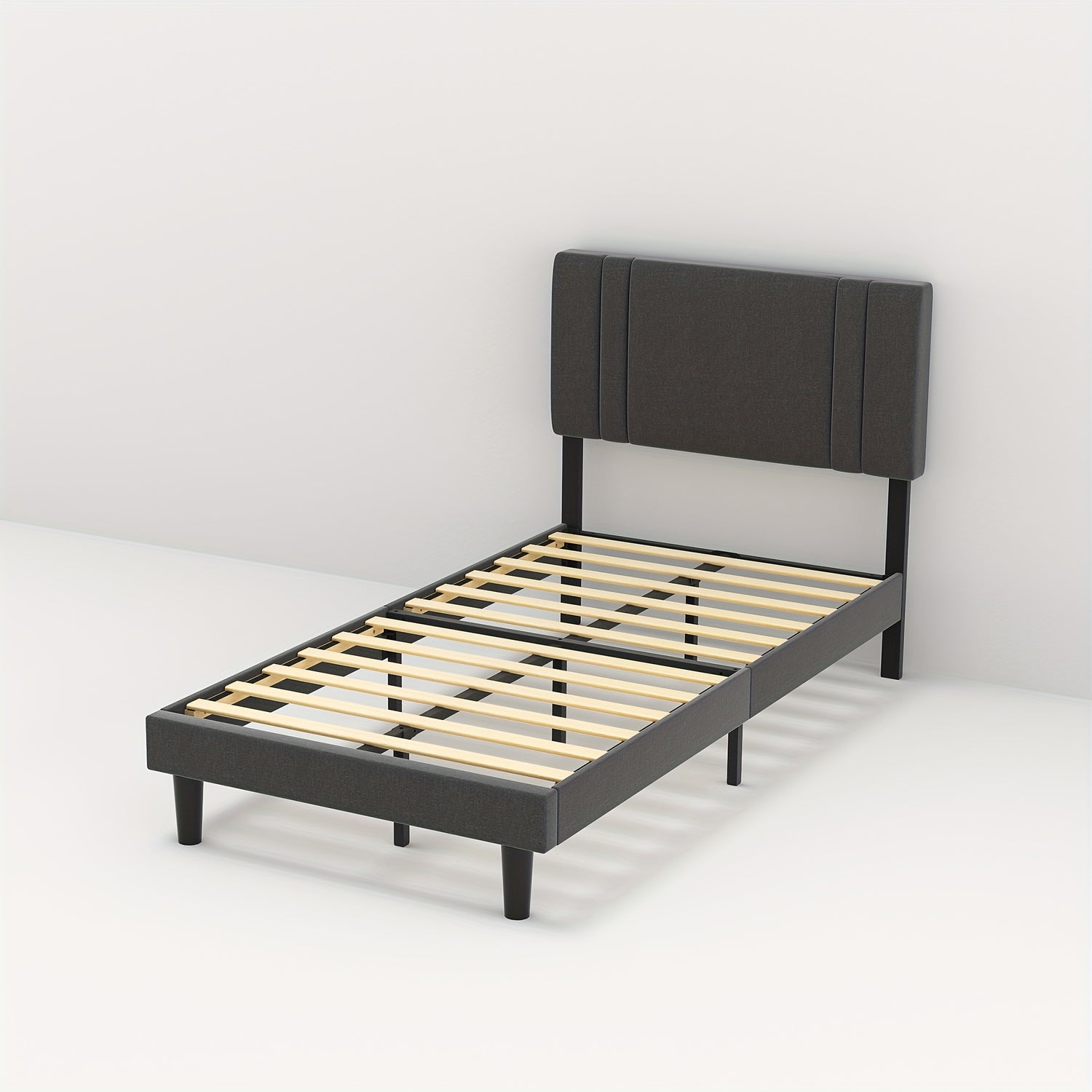 Platform Bed Frame With Adjustable Headboard, Heavy Duty Metal Frame And Wooden Slats Support