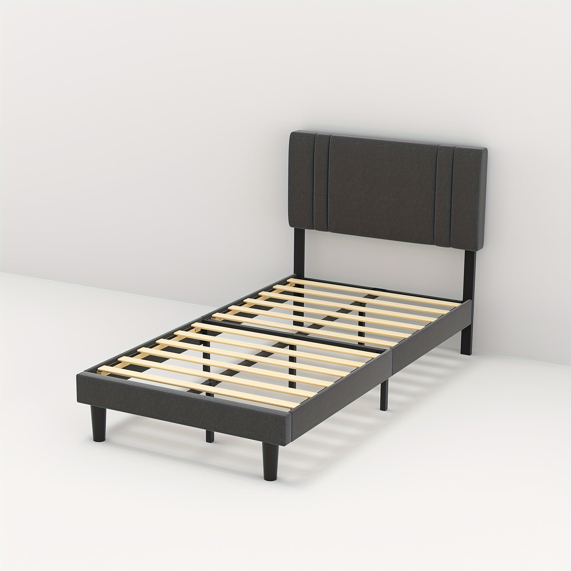 Platform Bed Frame With Adjustable Headboard, Heavy Duty Metal Frame And Wooden Slats Support