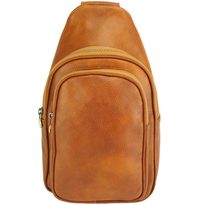 Leather waist bag for mens made in genuine calfskin leather - Made In Italy