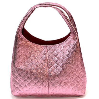 Regina Italian Handmade Quilted Leather Hobo Bag - Made In Italy