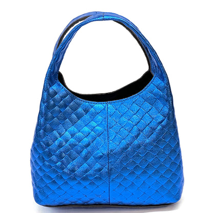 Regina Italian Handmade Quilted Leather Hobo Bag - Made In Italy