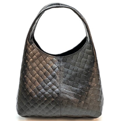 Regina Italian Handmade Quilted Leather Hobo Bag - Made In Italy