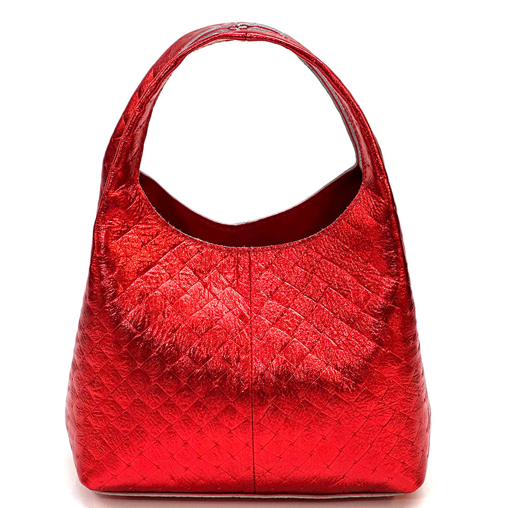 Regina Italian Handmade Quilted Leather Hobo Bag - Made In Italy