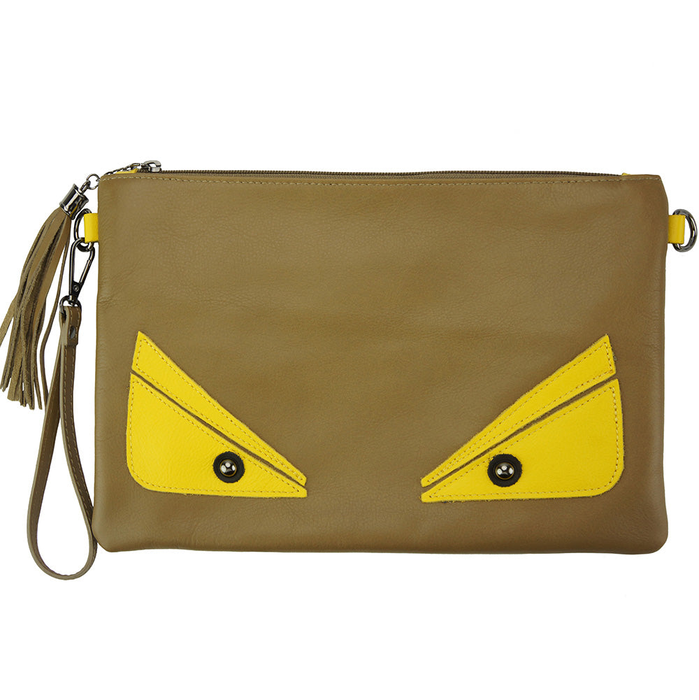 Teodora Clutch in smooth calfskin leather - Made In Italy