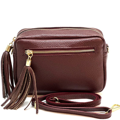 Solea Italian Leather Tassel Clutch &amp; Crossbody Bag - Made In Italy