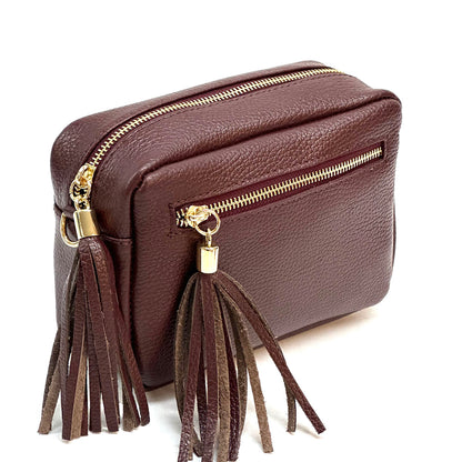 Solea Italian Leather Tassel Clutch &amp; Crossbody Bag - Made In Italy