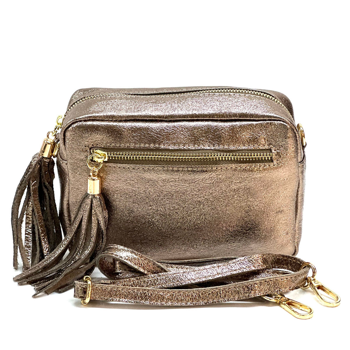 Solea Italian Leather Tassel Clutch &amp; Crossbody Bag - Made In Italy