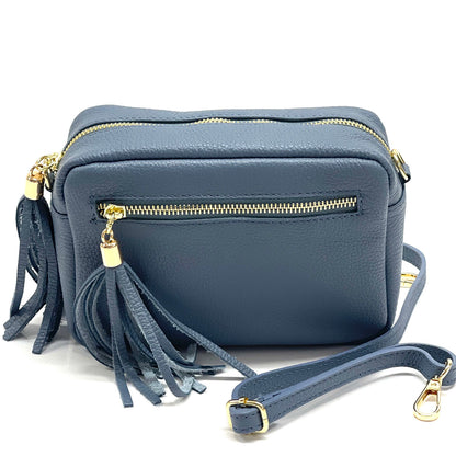 Solea Italian Leather Tassel Clutch &amp; Crossbody Bag - Made In Italy