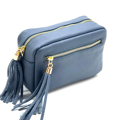 Solea Italian Leather Tassel Clutch &amp; Crossbody Bag - Made In Italy