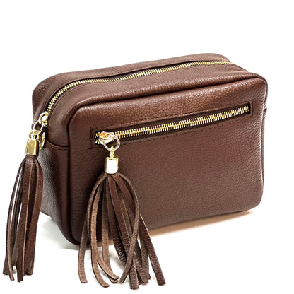 Solea Italian Leather Tassel Clutch &amp; Crossbody Bag - Made In Italy