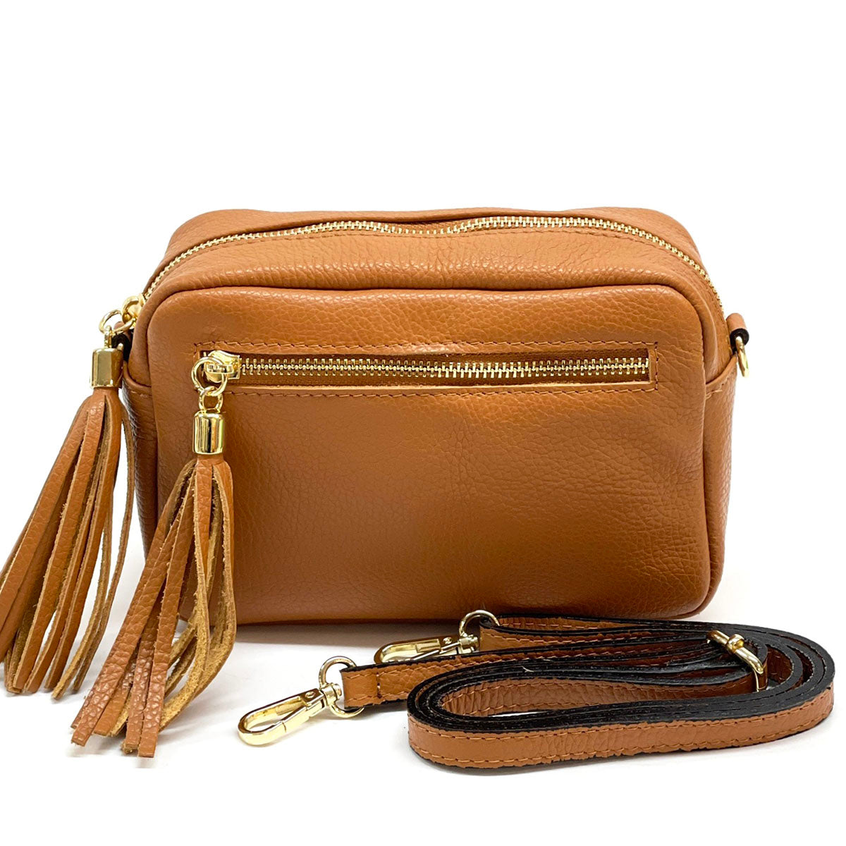 Solea Italian Leather Tassel Clutch &amp; Crossbody Bag - Made In Italy
