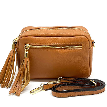 Solea Italian Leather Tassel Clutch &amp; Crossbody Bag - Made In Italy