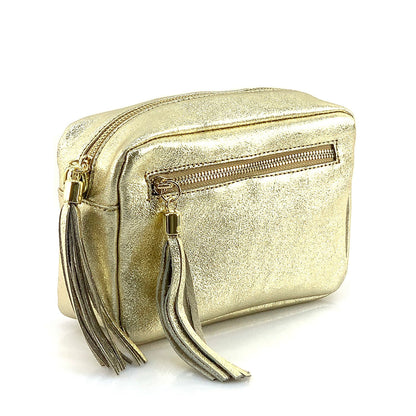 Solea Italian Leather Tassel Clutch &amp; Crossbody Bag - Made In Italy