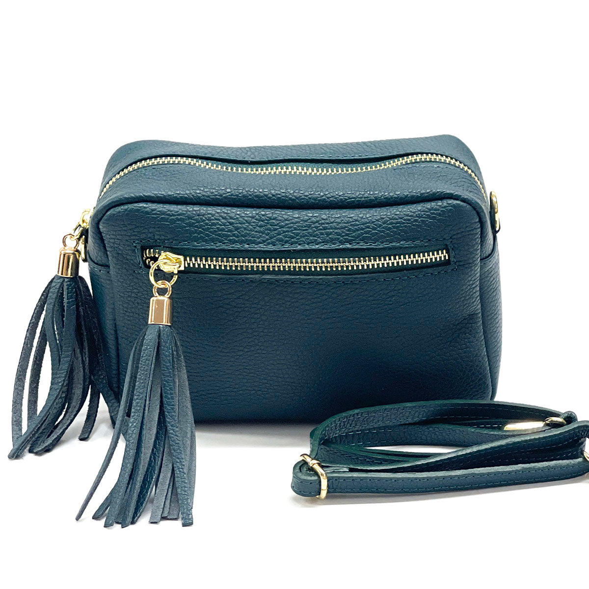 Solea Italian Leather Tassel Clutch &amp; Crossbody Bag - Made In Italy