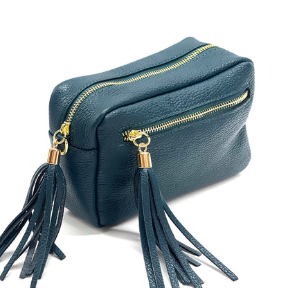 Solea Italian Leather Tassel Clutch &amp; Crossbody Bag - Made In Italy