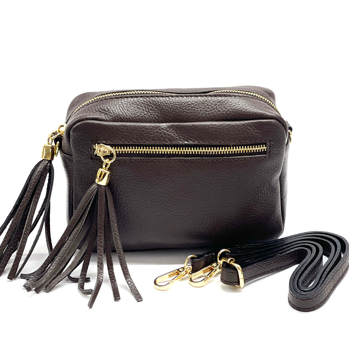 Solea Italian Leather Tassel Clutch &amp; Crossbody Bag - Made In Italy