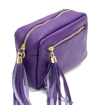 Solea Italian Leather Tassel Clutch &amp; Crossbody Bag - Made In Italy
